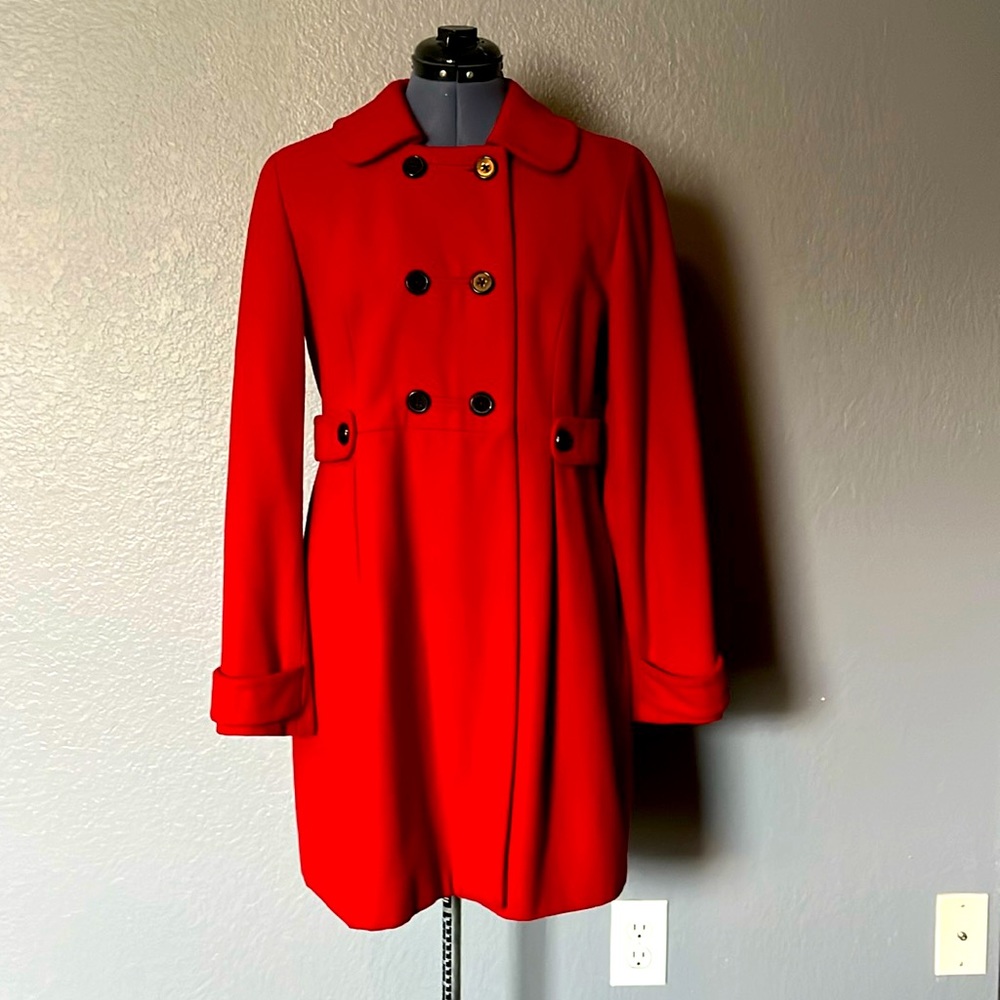 Bright Red Pea Coat